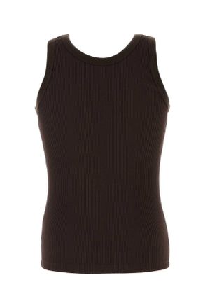 Fendi Mens Brown Stretch Nylon Tank Top Vertisol Exterior: Elastane T-Shirt