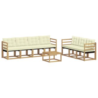 vidaXL Conjunto De Sof&aacute;s De Exterior Con Coj&iacute;n 8 Pcs Blanco Y Crema Vidaxl