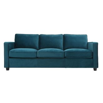 Miliboo Sof&aacute; Moderno Terciopelo Azul Petr&oacute;leo 3 Plazas Brooklyn