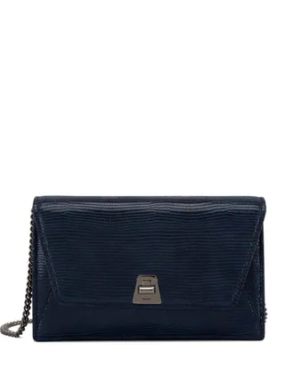 Akris Anouk clutch met kettingband en hagedissenhuid-effect - Blauw