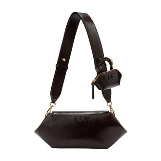 Ganni Tassen, Dames, Bruin, ONE Size, Leer, Bou Bag East/West Shine