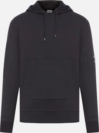 C.P. Company Mens C.P. Company Diagonal Raised Fleece Pocket Lens Black Hoodie - Size: 40