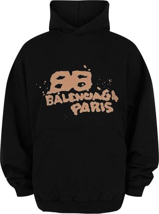 Balenciaga Hand Drawn Bb Icon Cotton Hoodie