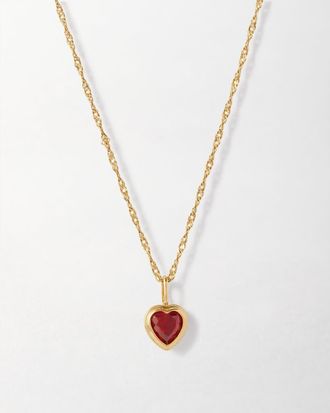 Edge of Ember Solid Gold Heart Ruby Necklace in Metallic Gold at Nordstrom