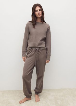 Mango Felpa cotone finitura soft caffè - Donna - S - MANGO