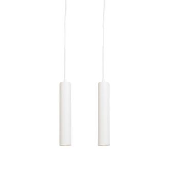 QAZQA Moderno Set De 2 L&aacute;mparas Colgantes De Dise&ntilde;o Blancas - Tuba Small Acero Cil&iacute;ndra /alargada Adecuado Para Led Max. 2 X 50 Watt - Qazqa