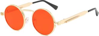 Generic Metal Round Sunglasses For Men And Women Outdoor Driving Commuter Sun Glasses(Gold)