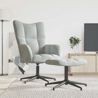 vidaXL Vidaxl - Sill&oacute;n De Relax Con Taburete De Terciopelo Gris Claro