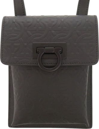 Ferragamo Pre-owned Ferragamo Gancini Embossed Leather Phone Pouch Crossbody Ladies 595P9BV9O74RPJ2X