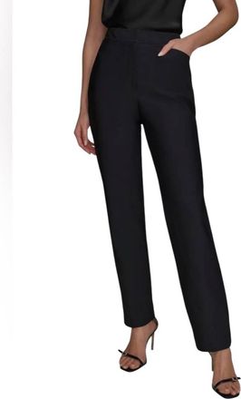 DKNY WomenS High-Rise Straight Legged Pants In Midnight Black
