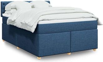 vidaXL Cama Box Spring Con Colch&oacute;n Tela Azul 140x190 Cm Vidaxl