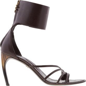 Ferragamo Clethra Curve Heel Leather Sandals, Size 8 B