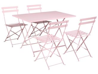 Beliani Conjunto de comedor 4 personas de metal rosa