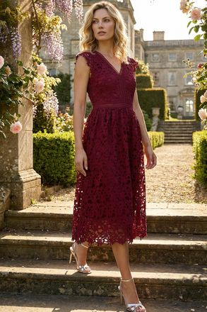 Roman Premium Crochet Lace Midi Dress