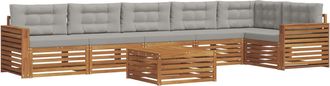 vidaXL Conjunto De Sof&aacute;s De Exterior 7 Uds. Gris Natural Y Claro Vidaxl