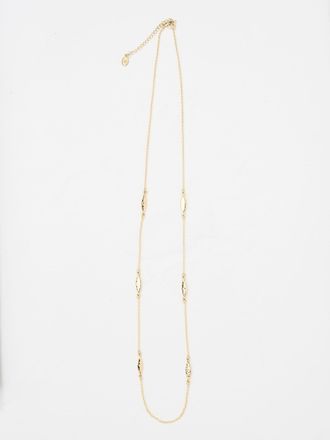 Fat Face FatFace Gold Tone Hammered Oval Long Necklace