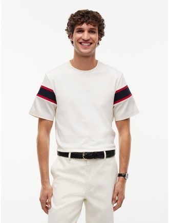 Tommy Hilfiger Mens Varsity Stripe Interlock T-Shirt - Ivory Petal - XL