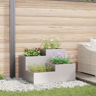 Berkfield Home Garden Planter 80x80x60 cm Stainless Steel in Silver | Size: 80 x 80 x 60 cm