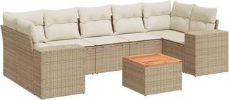 vidaXL Vidaxl - Juego De Sof&aacute;s De Jard&iacute;n Con Cojines Beige 8 Pzas Rat&aacute;n Pe