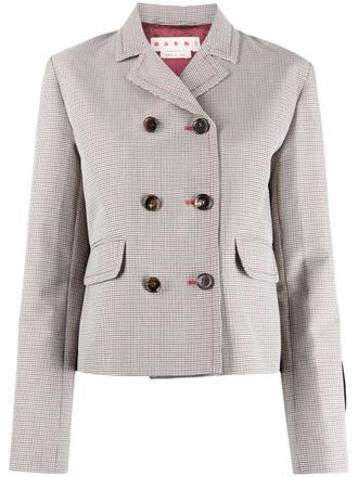 Marni houndstooth-pattern double-breasted blazer - women - Wool/Polyester/Viscose - 44 - Neutrals