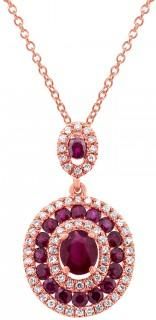 Allurez 0.25ct Diamond & 1.06ct Ruby 14k Rose Gold Pendant Necklace