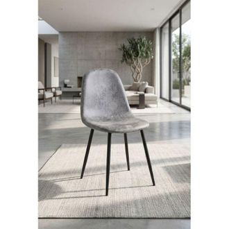 Regalos Miguel Sillas Comedor - Silla Black Teok Polipiel Vintage - Gris Claro