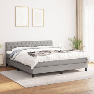 vidaXL Vidaxl - Cama Box Spring Con Colch&oacute;n Tela Gris Claro 160x200 Cm