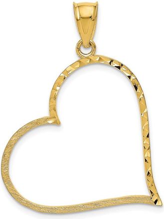 Diamond2Deal 14k Yellow Gold Satin Diamond-cut Crooked Heart Pendant