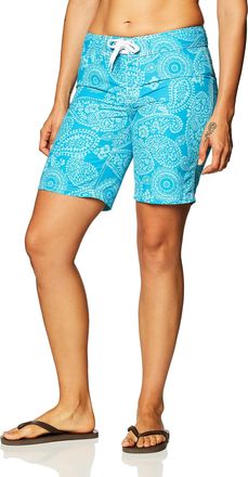 Kanu Surf Womens UPF 50+ Quick Dry Active Prints I Swim Boardshort, Blue, 14