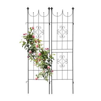 Relaxdays Soportes Para Plantas, Set De 2, 183 X 46 Cm, Metal, Celos&iacute;a Para Trepadoras, Aut&oacute;nomos, Con Estacas, Negro - Relaxdays