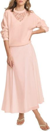 Mint Velvet Lace Detail Crew Neck Sweatshirt in Light Pink at Nordstrom, Size X-Small