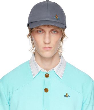 【VIVIENNE WESTWOOD】Logo Embroidered Cotton Cap Burgundy burgundy-embroidered-cap.jpg