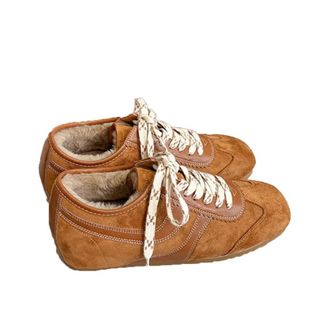 Generic Women winter versatile fleece low top shoes with anti cold anti slip warm and casual sports boots (Khaki,4.5)