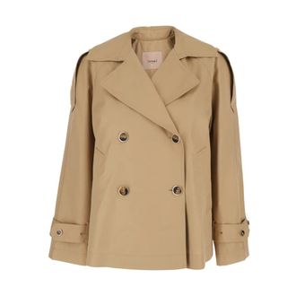 Twinset Trench Coats, female, Brown, Size: 2XS Jackets
