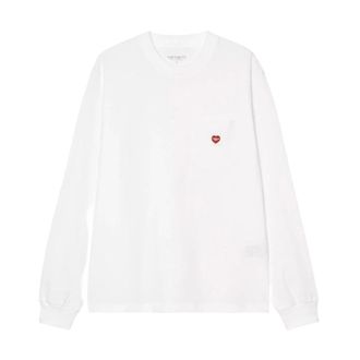 Carhartt Work in Progress Camiseta de manga larga con bolsillo y coraz&oacute;n peque&ntilde;o - Tops - Hombre - Blanco - S