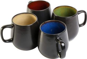 Gibson Home Soho Cafe 4 Piece 20 Ounce Stoneware Mug Set in Black at Nordstrom