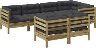 vidaXL 7 Piece Garden Sofa Set with Cushions Impregnated Wood Pine vidaXL