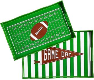 Two's Company Game Day Set Of 2 Handled Serving Trays
