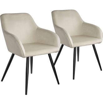 TecTake Dining Chair Marilyn Set Of 2 - Cream/Black in Cream | Size: 2 Pack