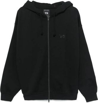 Yohji Yamamoto Zip Hoodie met Moderne Stijl - Heren - Vesten met rits - Zwart - S - Katoen - Hoodies & sweatvesten