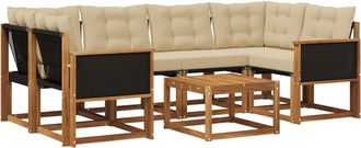 vidaXL Conjunto De Sof&aacute;s De Exterior 7 Uds. Natural Y Beige Vidaxl