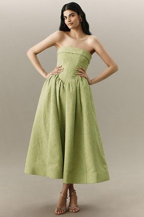 BHLDN Jacquard Strapless Basque-Waist Corset Fit & Flare Wedding Gown