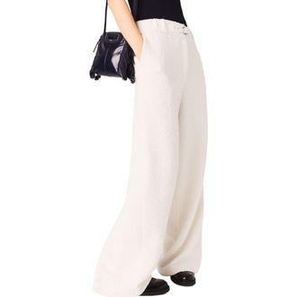 Maje Wide-leg tweed trousers in Ecru at Nordstrom, Size 36 Eu