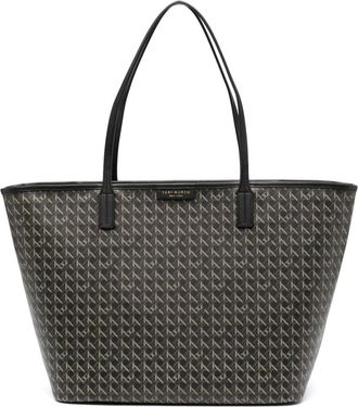 Tory Burch signature logo tote bag - women - Cotton/Polyurethane - One Size - Black