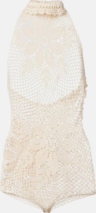 Magda Butrym Floral crochet cotton romper