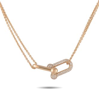 Tiffany & Co. HardWear 18K Rose Gold 0.79ct Diamond Double Link Large Model Necklace TI19-051526