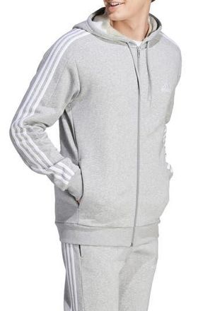adidas Essentials 3-Stripe Fleece Hoodie in Medium Grey Heather at Nordstrom Rack, Size Large
