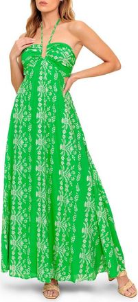 Flying Tomato Halter Tie Back Maxi Dress in Green at Nordstrom Rack, Size Medium