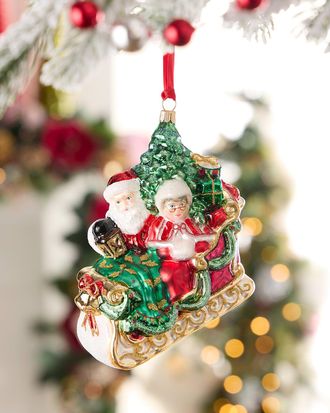 Neiman Marcus Mr. and Mrs. Claus in Sleigh Christmas Ornament
