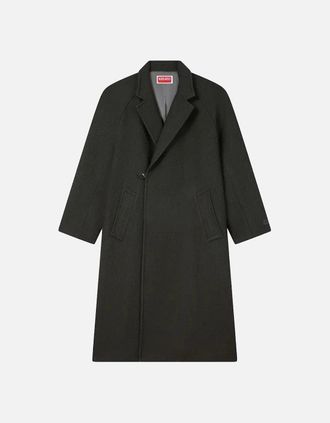 Kenzo Mens Virgin Wool Wrap Coat Black - Size: 40/Regular